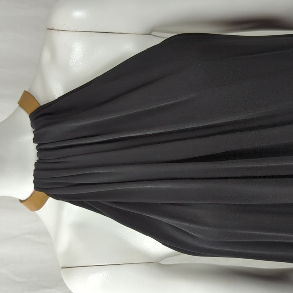 & OTHER STORIES LITTLE BLACK HALTER DRESS W/ LEATHER COLLAR US 12 EURO 42 - Picture 5 of 11